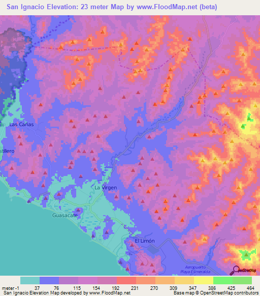 San Ignacio,Nicaragua Elevation Map