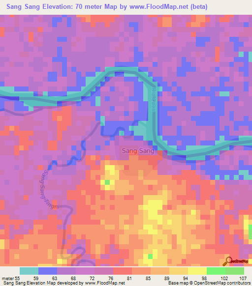 Sang Sang,Nicaragua Elevation Map