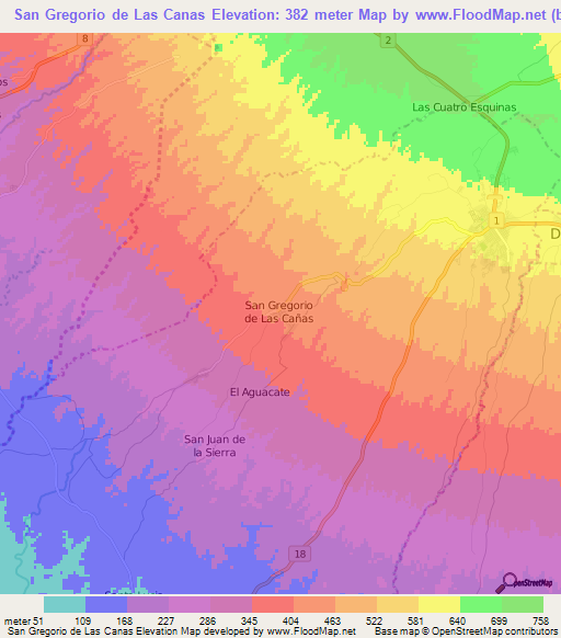 San Gregorio de Las Canas,Nicaragua Elevation Map