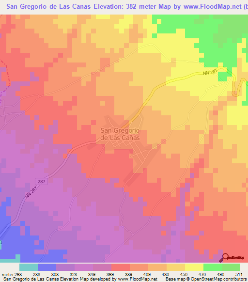 San Gregorio de Las Canas,Nicaragua Elevation Map