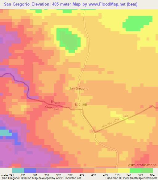 San Gregorio,Nicaragua Elevation Map