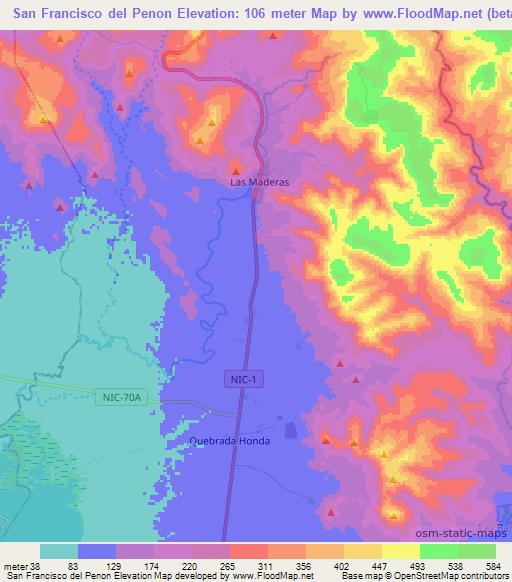 San Francisco del Penon,Nicaragua Elevation Map