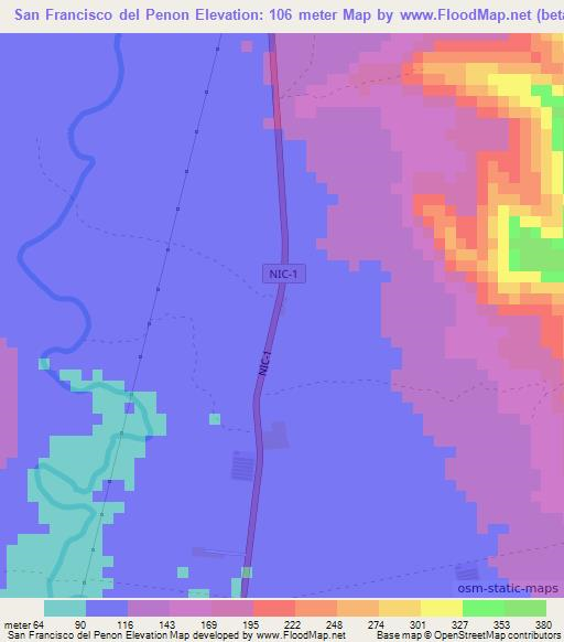 San Francisco del Penon,Nicaragua Elevation Map