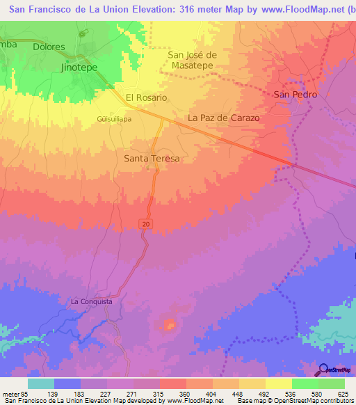 San Francisco de La Union,Nicaragua Elevation Map