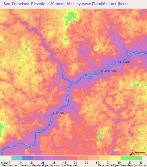 San Francisco,Nicaragua Elevation Map