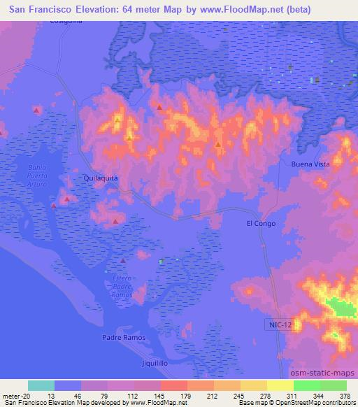 San Francisco,Nicaragua Elevation Map