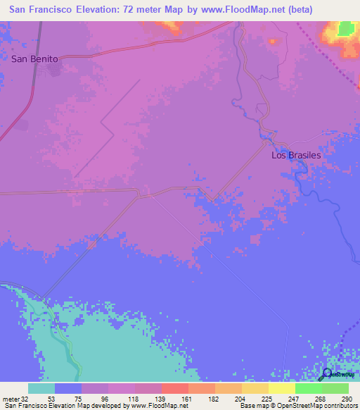 San Francisco,Nicaragua Elevation Map