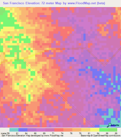 San Francisco,Nicaragua Elevation Map