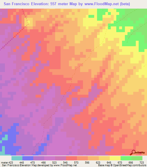 San Francisco,Nicaragua Elevation Map