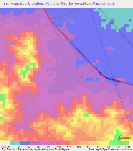 San Francisco,Nicaragua Elevation Map