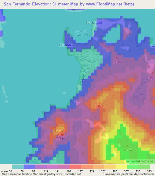 San Fernando,Nicaragua Elevation Map