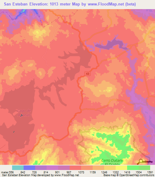 San Esteban,Nicaragua Elevation Map