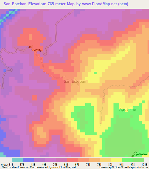San Esteban,Nicaragua Elevation Map