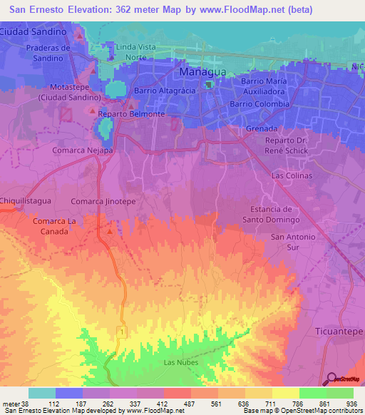 San Ernesto,Nicaragua Elevation Map