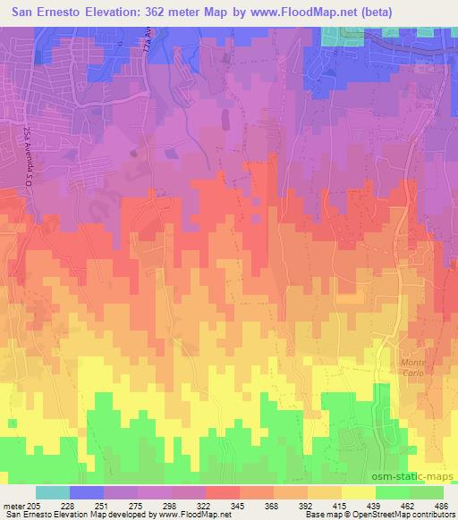 San Ernesto,Nicaragua Elevation Map