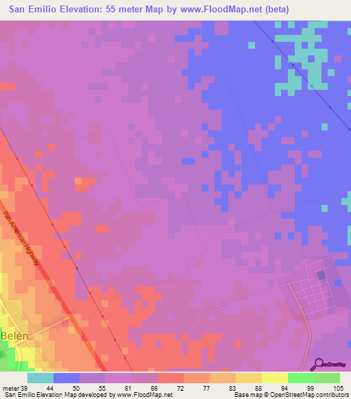 San Emilio,Nicaragua Elevation Map