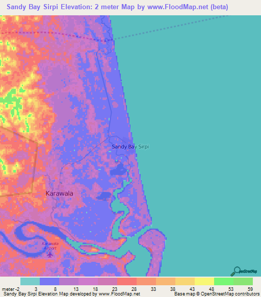 Sandy Bay Sirpi,Nicaragua Elevation Map