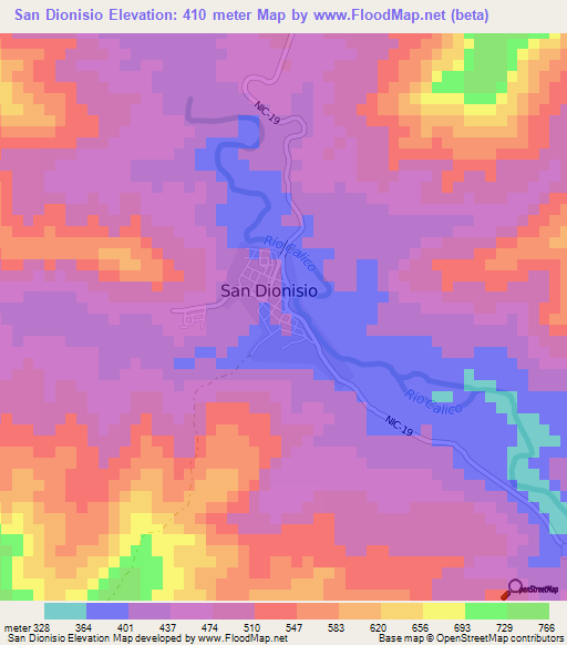 San Dionisio,Nicaragua Elevation Map