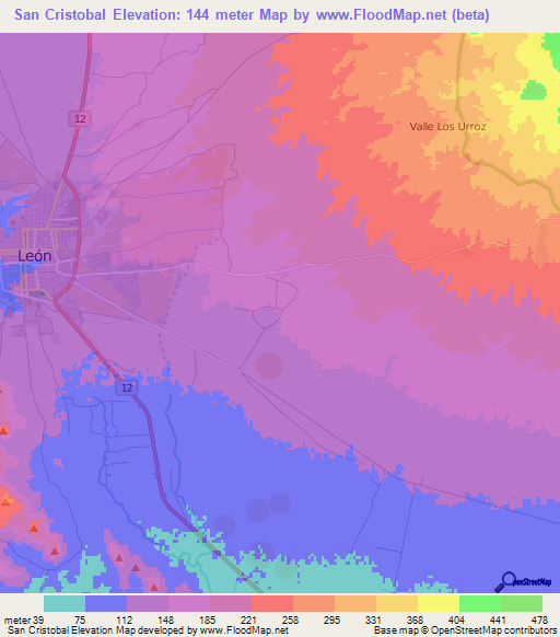 San Cristobal,Nicaragua Elevation Map