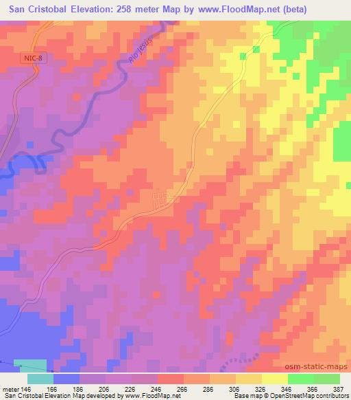 San Cristobal,Nicaragua Elevation Map