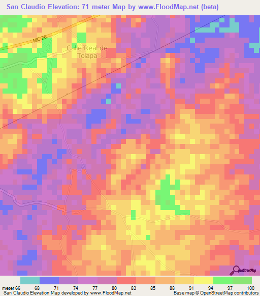 San Claudio,Nicaragua Elevation Map