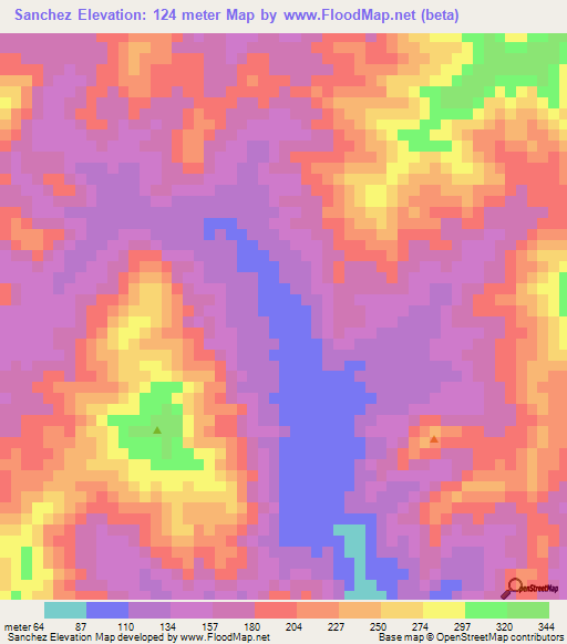 Sanchez,Nicaragua Elevation Map
