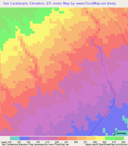 San Caralampio,Nicaragua Elevation Map