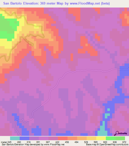 San Bartolo,Nicaragua Elevation Map