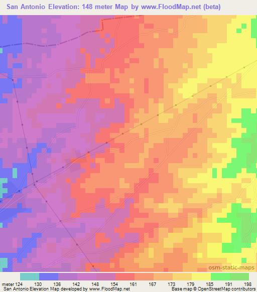 San Antonio,Nicaragua Elevation Map