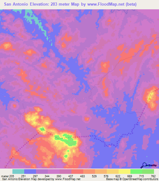 San Antonio,Nicaragua Elevation Map