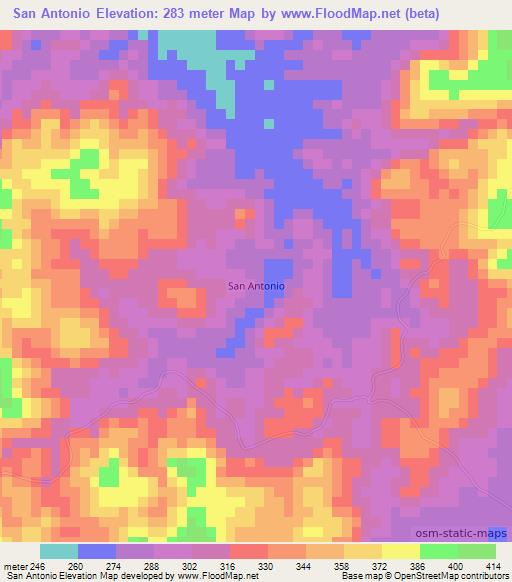 San Antonio,Nicaragua Elevation Map