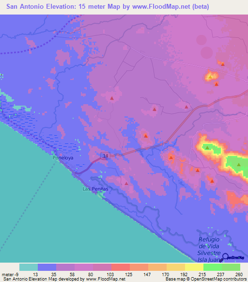 San Antonio,Nicaragua Elevation Map