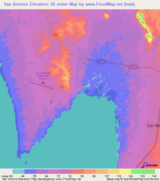 San Antonio,Nicaragua Elevation Map