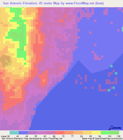 San Antonio,Nicaragua Elevation Map