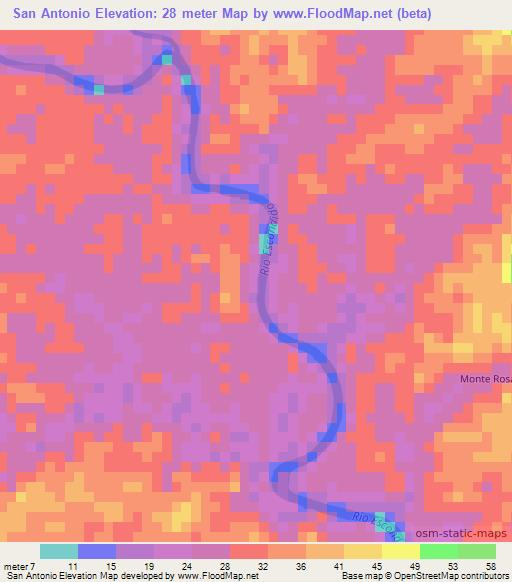 San Antonio,Nicaragua Elevation Map