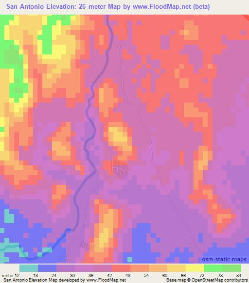 San Antonio,Nicaragua Elevation Map