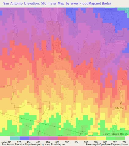 San Antonio,Nicaragua Elevation Map