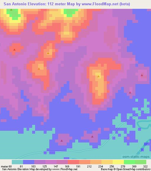 San Antonio,Nicaragua Elevation Map
