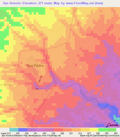 San Antonio,Nicaragua Elevation Map