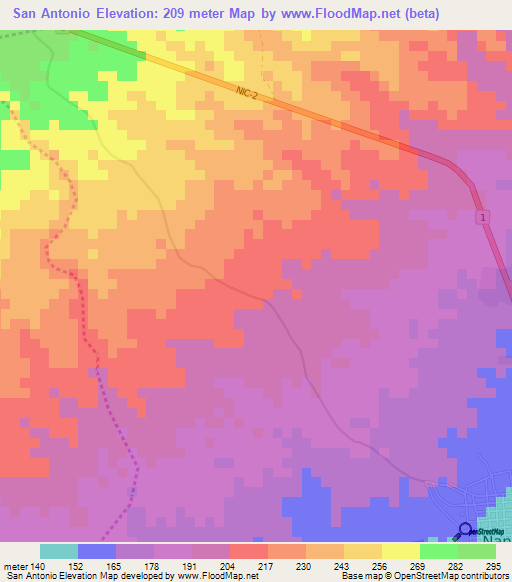 San Antonio,Nicaragua Elevation Map