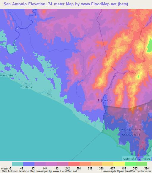San Antonio,Nicaragua Elevation Map