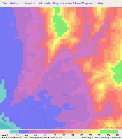 San Antonio,Nicaragua Elevation Map