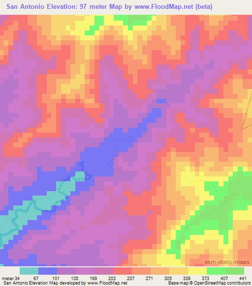 San Antonio,Nicaragua Elevation Map