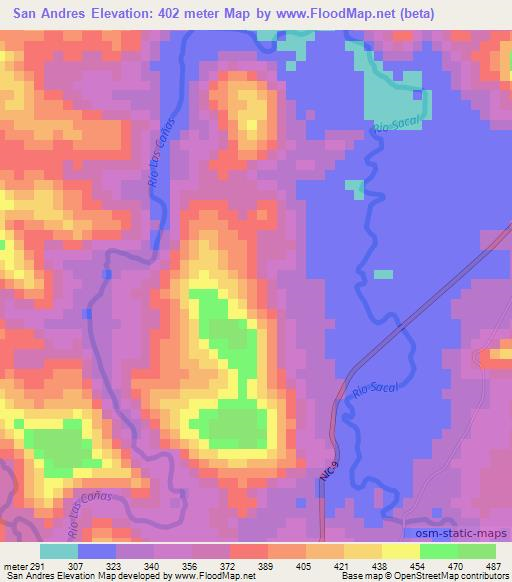 San Andres,Nicaragua Elevation Map