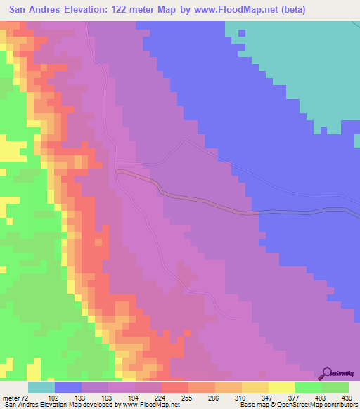 San Andres,Nicaragua Elevation Map