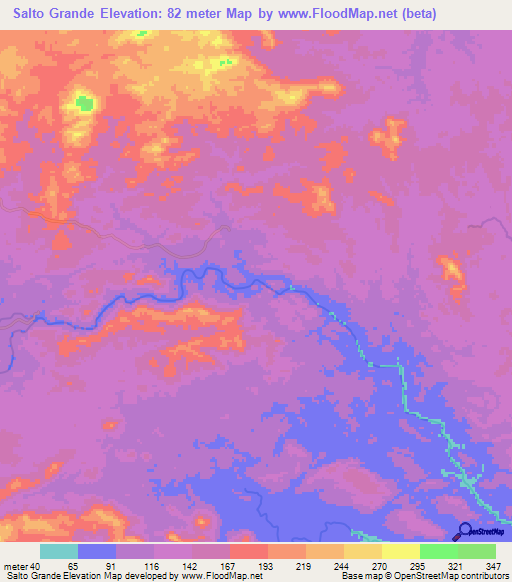 Salto Grande,Nicaragua Elevation Map