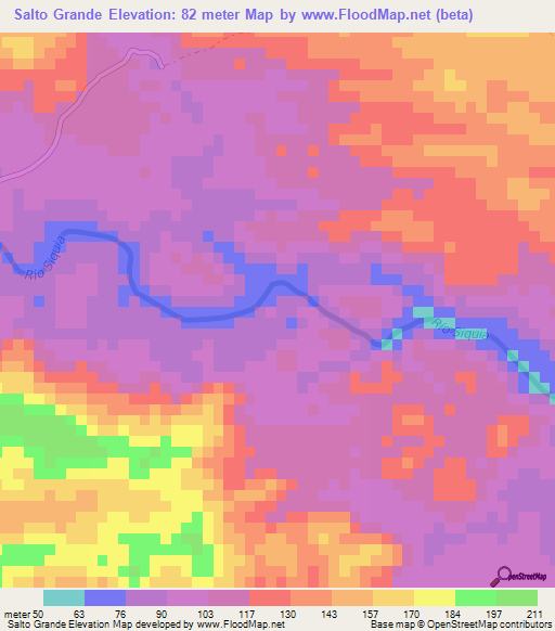 Salto Grande,Nicaragua Elevation Map