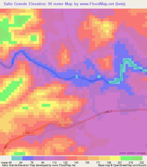 Salto Grande,Nicaragua Elevation Map