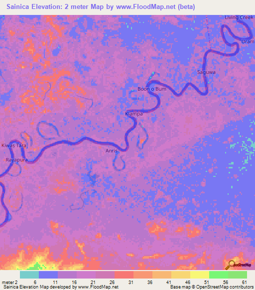 Sainica,Nicaragua Elevation Map