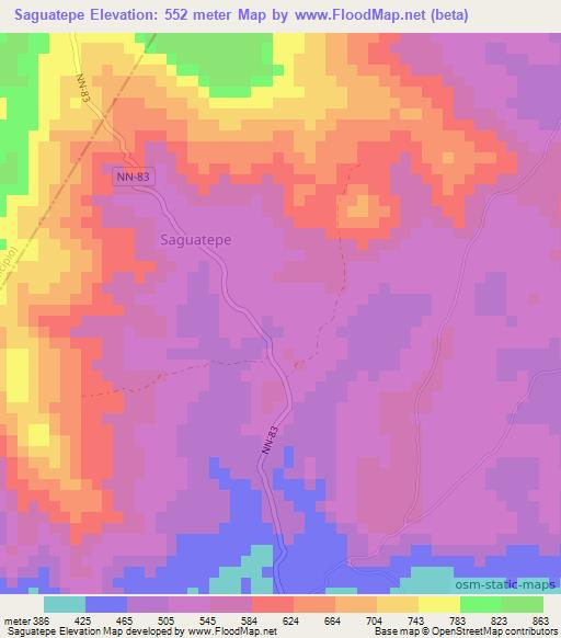 Saguatepe,Nicaragua Elevation Map